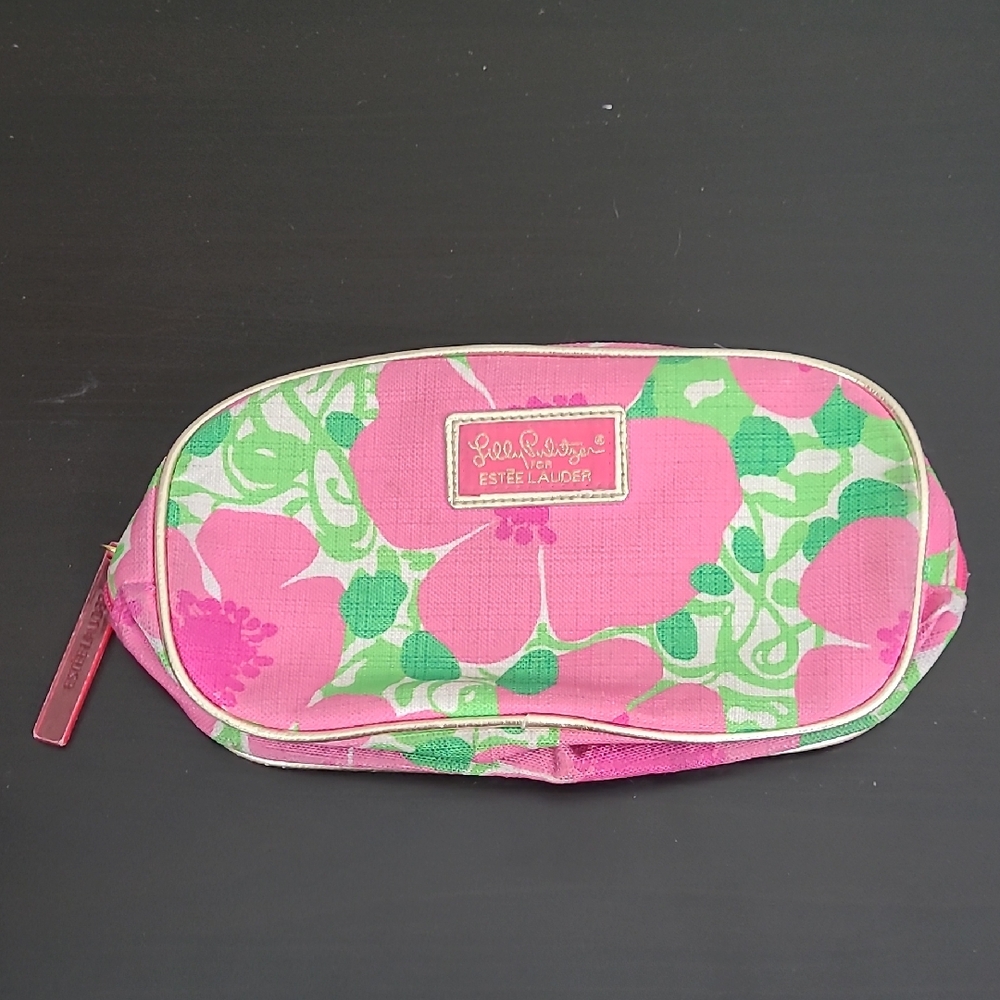 Estee Lauder Pink and Green Floral Women's Bag